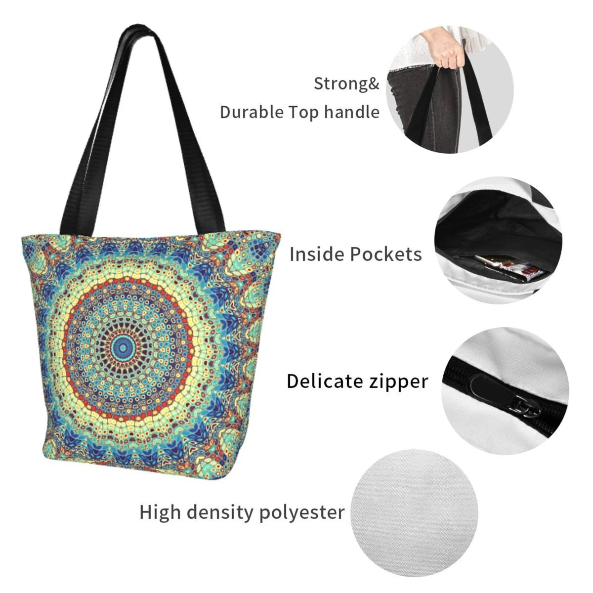 Lukts Round Mandala1 Tote Bag,Shoulder Bag Women' Hobos Handbags Large Capacity Shopping Bag