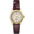 Timex Women's Essex Avenue Gold/Burgundy/ 25mm Dress Watch, Leather Strap