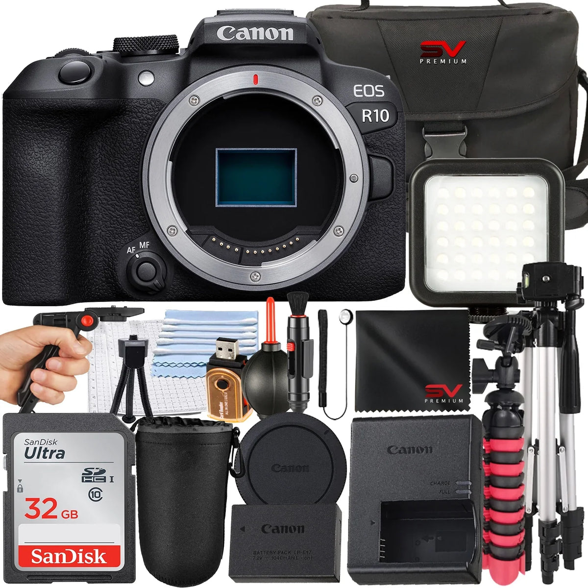 Canon   Mirrorless Camera (Body Only) with SanDisk 32GB Memory Card + Case + Tripod +  Premium Accessory Bundle