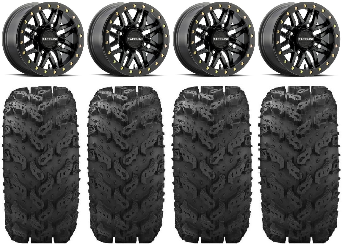 Raceline Ryno Bdlk 14" Bk Wheels 30" Reptile Tires Kawasaki Mule Pro