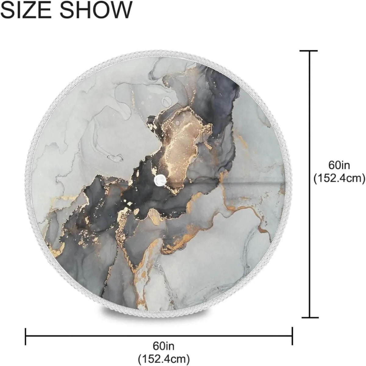 Dreamtimes 60" Natural Luxury Abstract Fluid Art Painting Round Tablecloth 60In,Waterproof Round Table Cloths with Umbrella Hole and Zipper,Party Patio Table Covers for Outdoor Backyard //Picnic