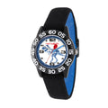 Red Balloon Boys' Black Plastic Time Teacher Watch, Reversible Black and Blue Elastic Nylon Strap,