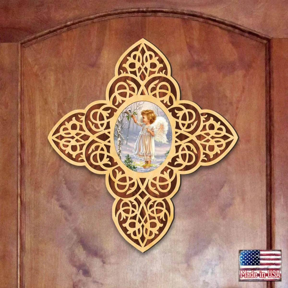 Angel Girl Filigree Wooden Cross by . Gelsinger | Inspirational Icon �cor - 88482-