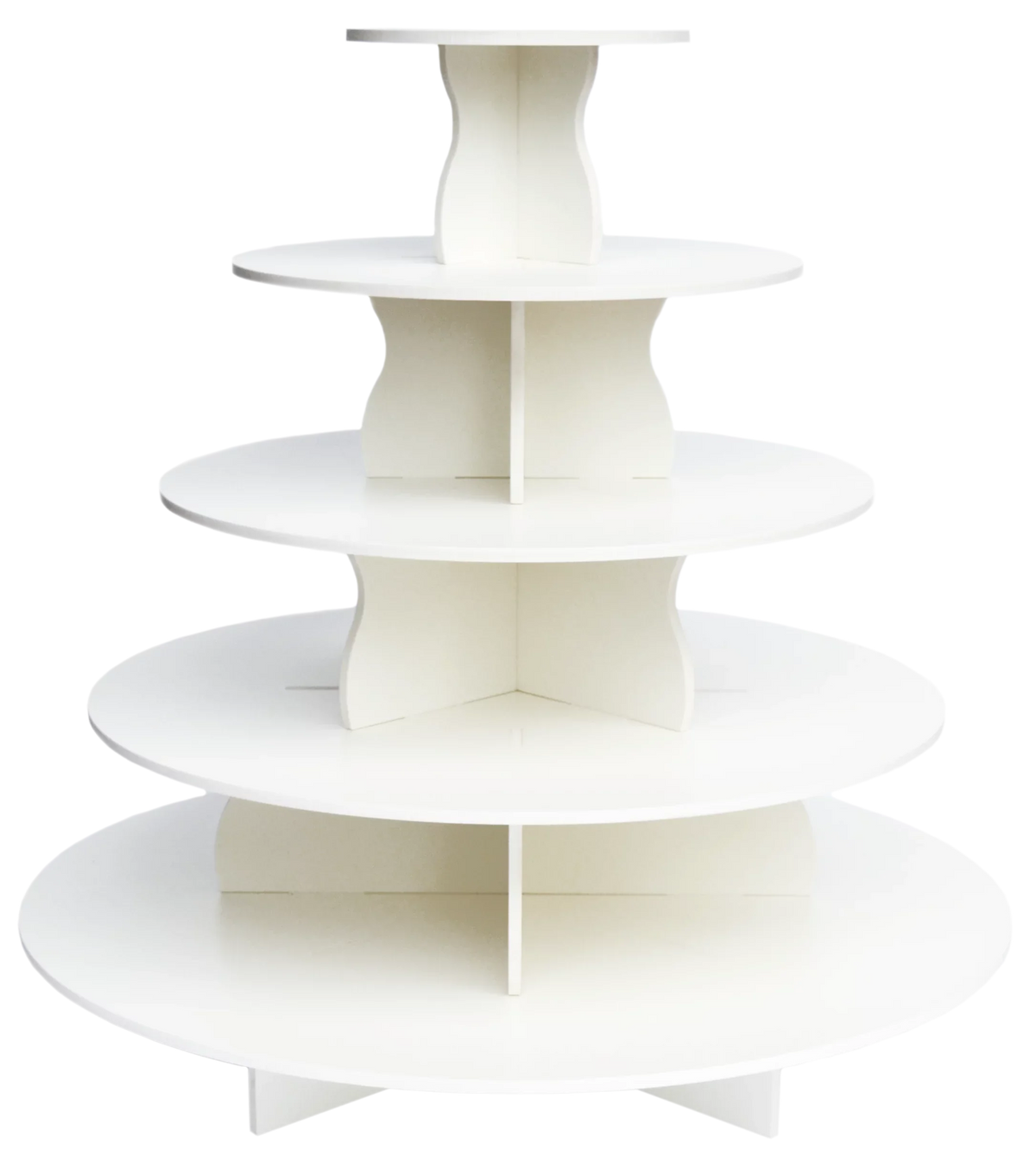 The Smart Baker - Adjustable, Reusable 5 Tier Round Cupcake & Dessert Tower Display Stand, White - Holds up to 90+ Cupcakes | Weddings, Parties, Holidays, Baby Showers and More!