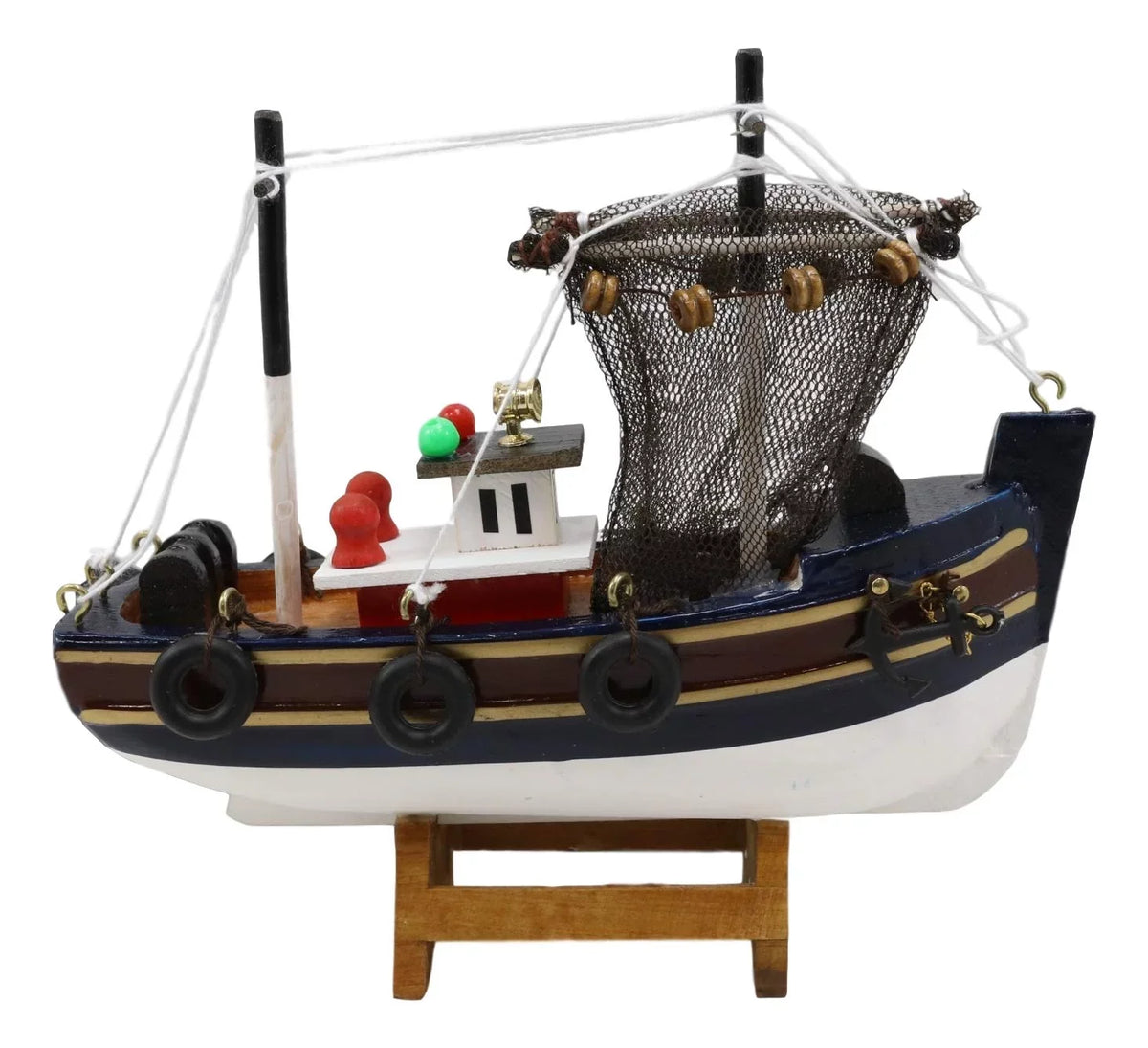 6.25" Colorful Wooden Handicraft Nautical Marine Trawler Fishing Boat Model