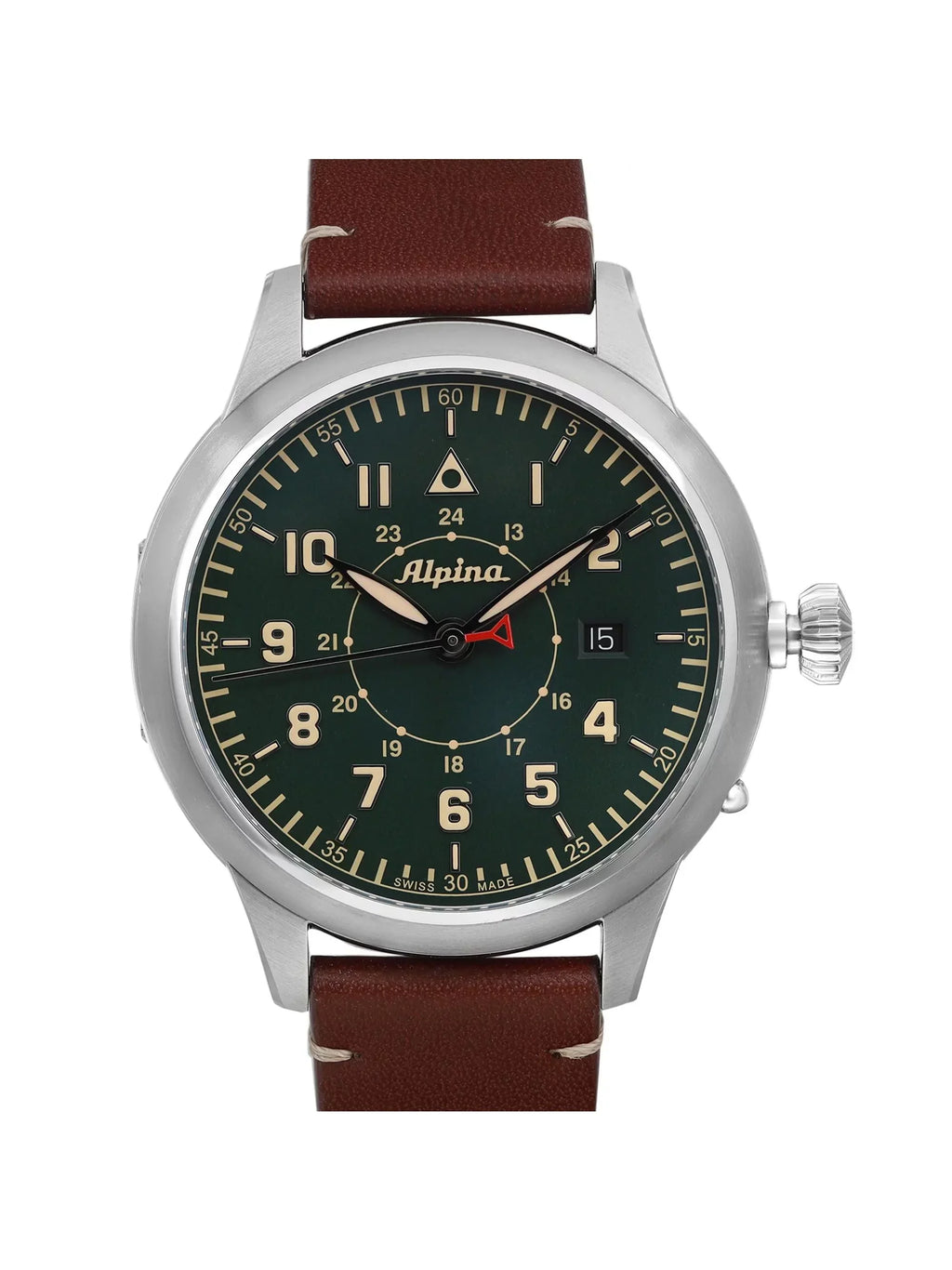 Alpina Pilot Heritage Startimer 44mm Steel Green Dial Mens Watch -525KBG4SH6