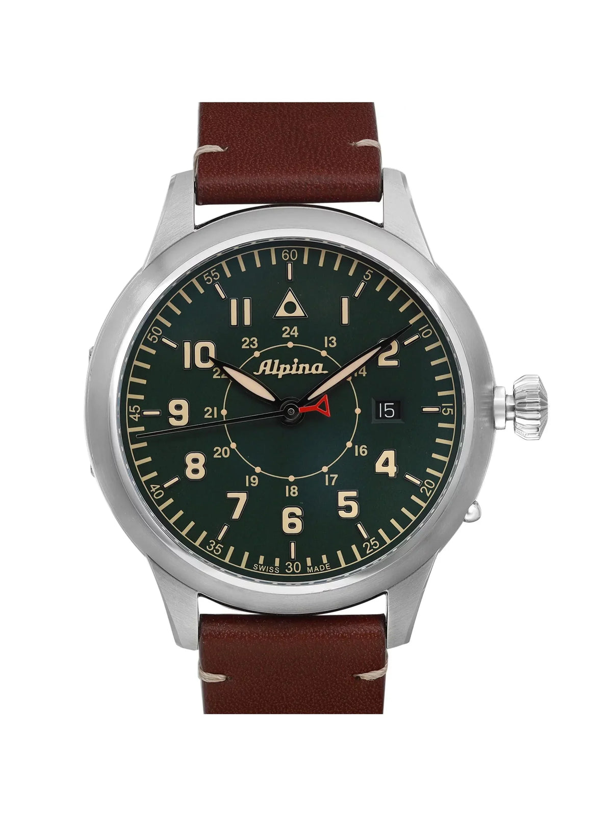 Alpina Pilot Heritage Startimer 44mm Steel Green Dial Mens Watch -525KBG4SH6