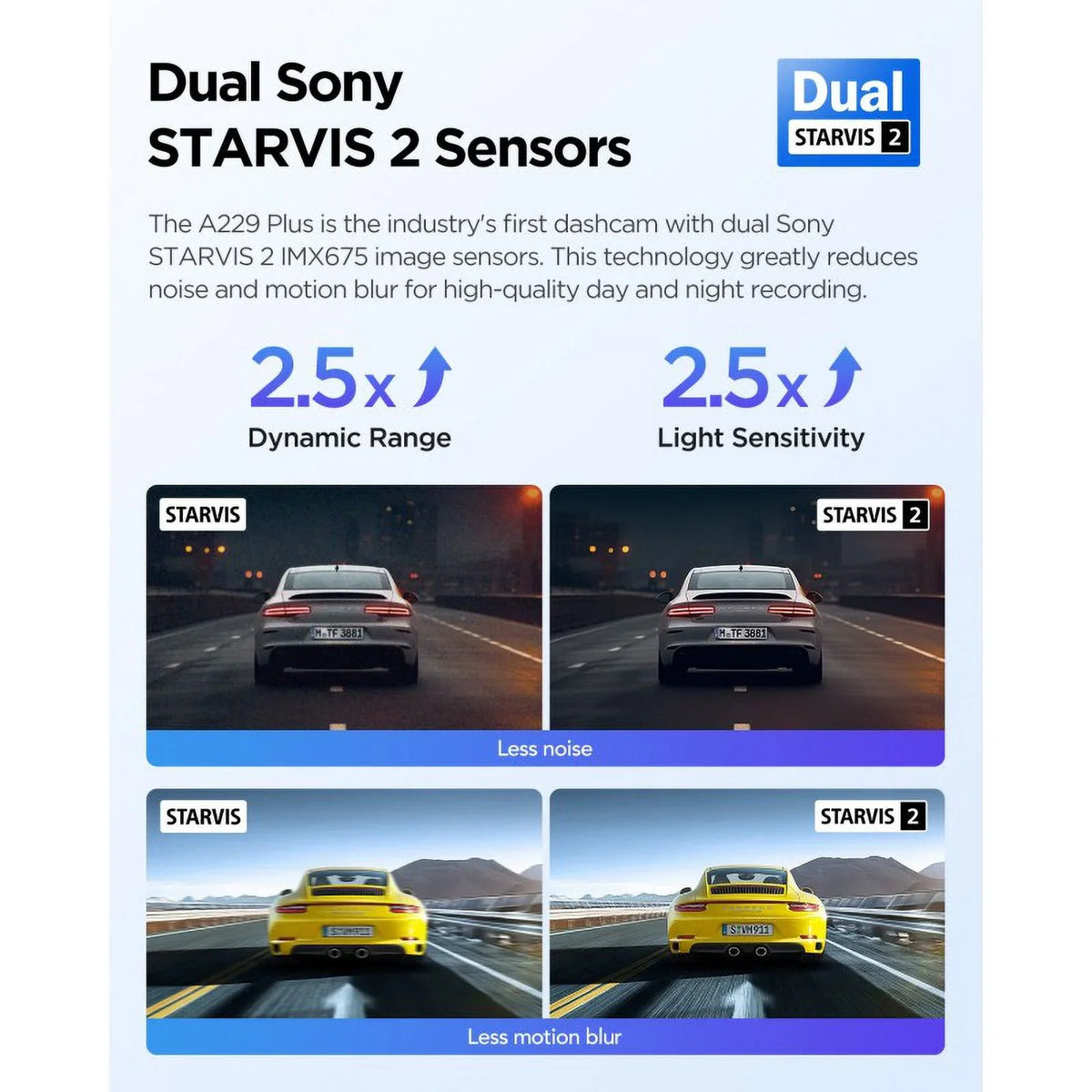 Plus 2K/2K  2-Channel Dash Cam with  2, Voice Control, Wi-Fi, , Parking Mode, Support 512GB Max