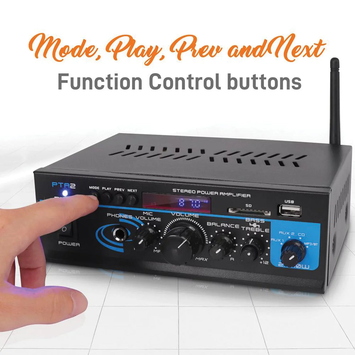 Pyle  2 x 40W Home Stereo Mini Bluetooth Power Amplifier with Remote Control