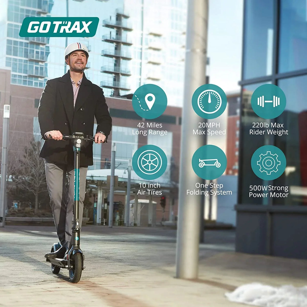 Electric Scooter for Adults, 10" Honeycamb Tire, Max 42 mile & 20 mph by 500W Motor, Folding Electric Scooter for Commute