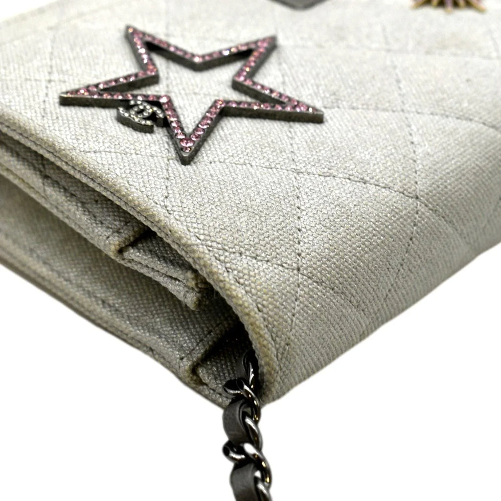 Pre-Owned  Classic 2.55 Reissue Space Charm Quilted Canvas  Crossbody Bag Light Grey