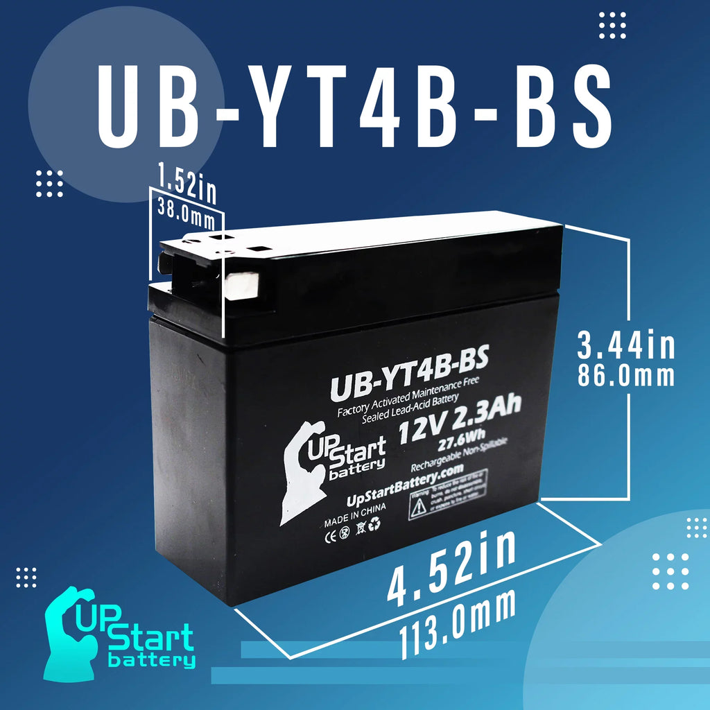 2-Pack UpStart Battery Replacement 2009 Yamaha  400CC Factory Activated, Maintenance Free, Motorcycle Battery - 12V, 2.3Ah, --