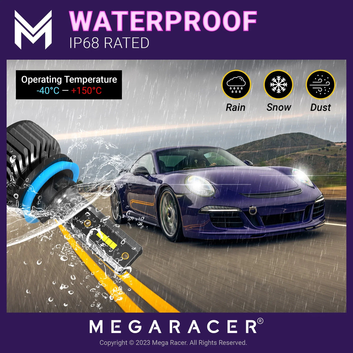 Mega Racer Hyundai Genesis     New Gen  Headlight Bulbs 6000K Cool White 12V 60W 16000LM Hyundai Genesis 2015 15 Low Beam Automotive Replacement