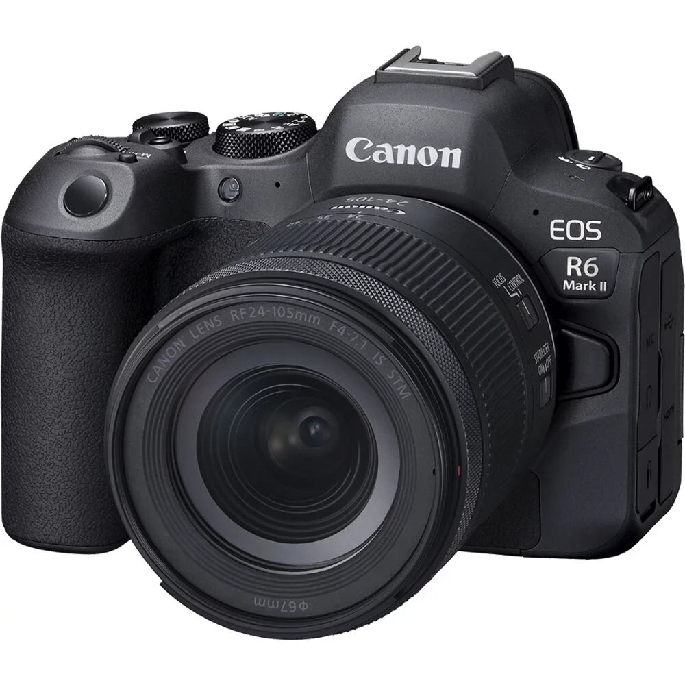 Canon   Mark  Mirrorless Camera with 24-105mm f/4-7.1 Lens (5666C018) + 64GB Memory Card + Case + Corel Photo Software + 2 x  Battery + External Charger + Card Reader +  Light + More