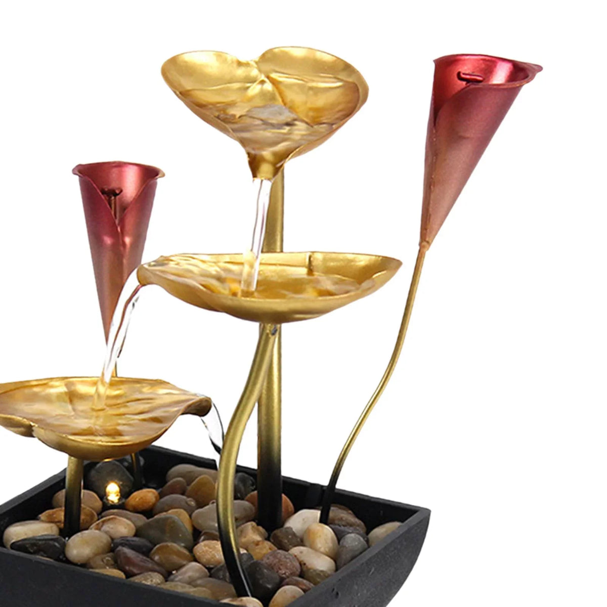 Tabletop Water Fountain Waterfall Warm Light with Circular Water  Lighted Indoor Fountain for Decoration Home Garden Farmhouse
