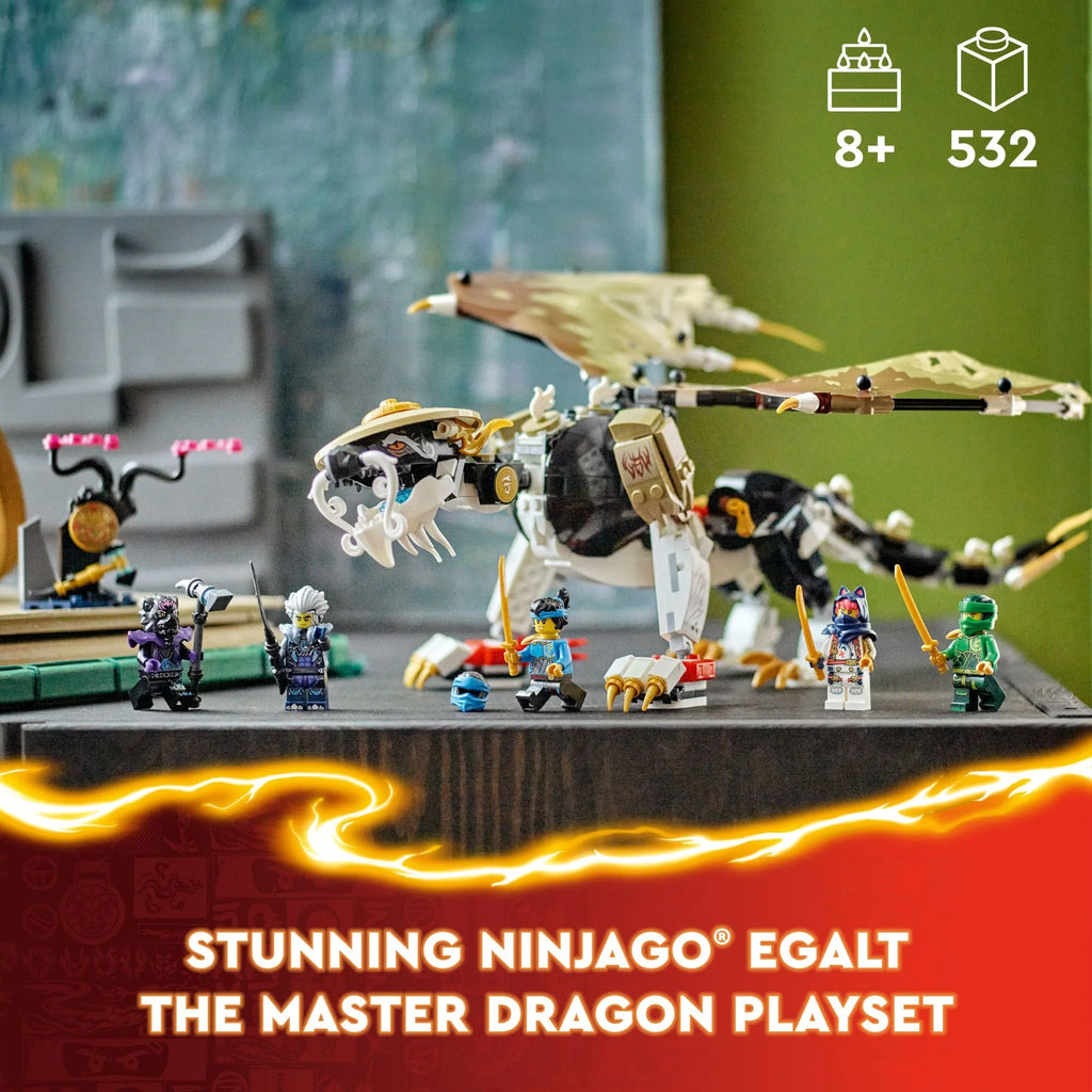 Egalt the Master Dragon Action Figure, Hero Toy Battle Set with 5 Ninja Minifigures for Group or Independent Play, Dragon Toy Gift Idea for Boys and Girls Ages 8 and Up, 71809