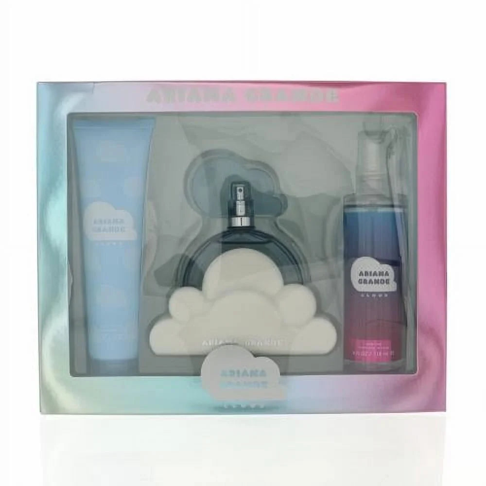 Ariana Grande Cloud , 3 Pc Gift Set 3.4oz  Spray, 3.4oz Body Souffle, 4oz Body Mist