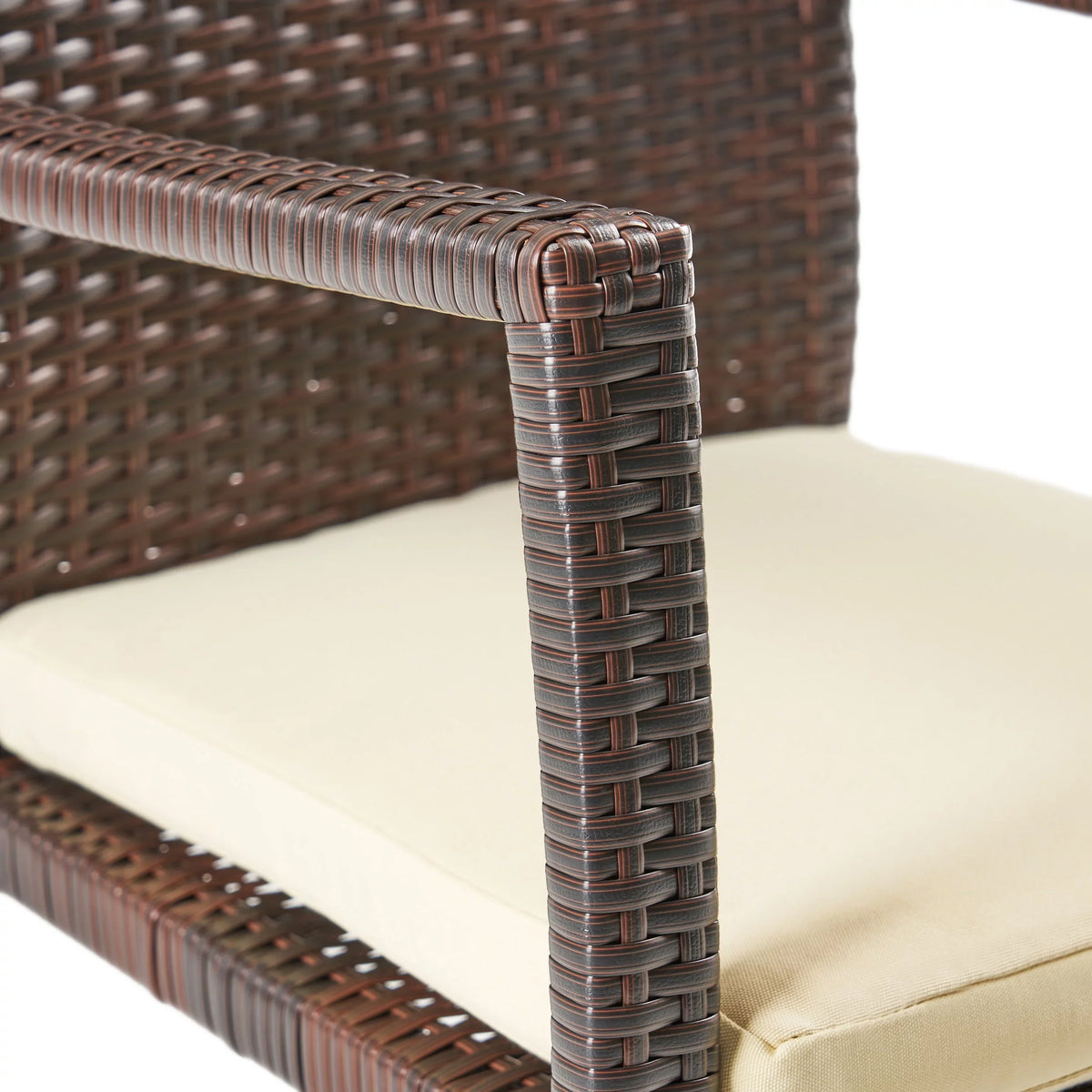 Maxwell Outdoor 8 Seater Expandable Wood and Wicker Dining Set, Brown, Cream
