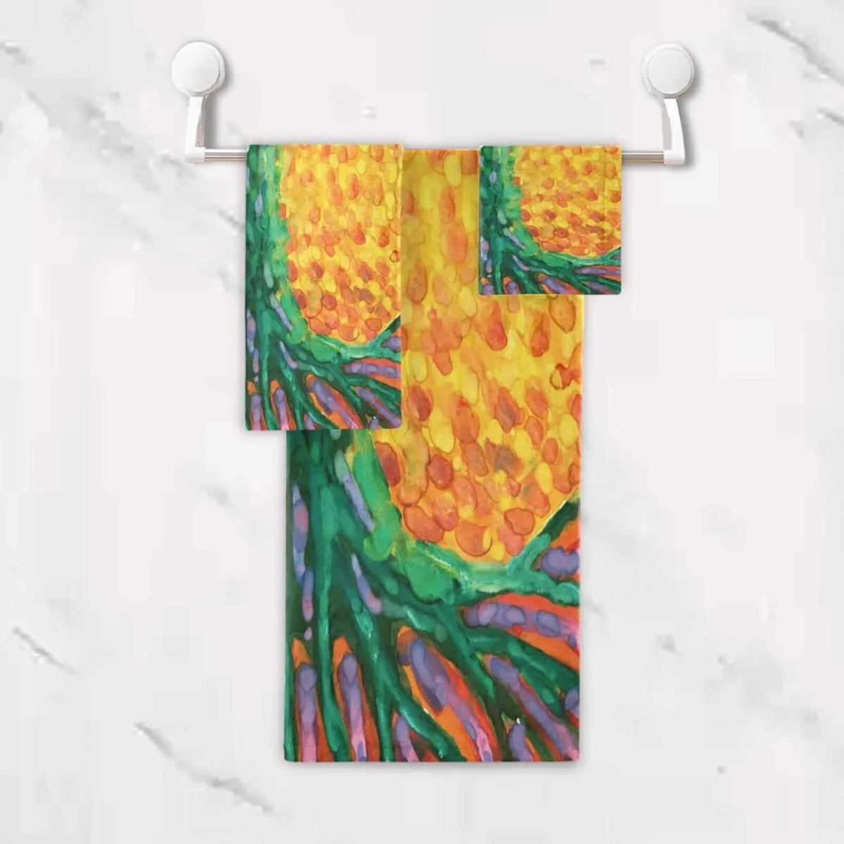 3 Pack Towel Abstract Tree for Life Cotton Bath Towel Set (1 Bath Towel, 1 Hand Towel, 1 Washcloth) for Bathroom, Super Soft and Quick Dry Towels