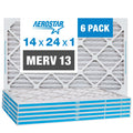 Aerostar 14x24x1   13, Pleated Air Filter, 14x24x1, Box of 6, Made in the