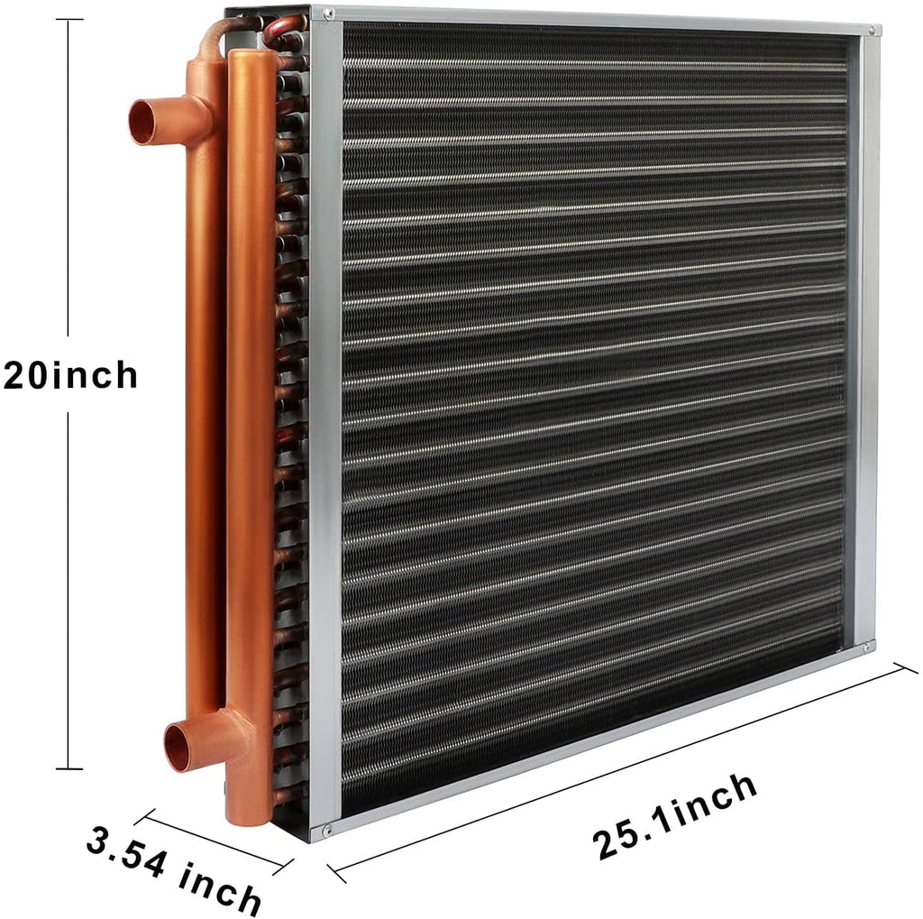 20" x 20" Water to Air Heat Exchanger with 1" Copper Ports Perfectly with Outdoor Furnace Ideal for Residential  System