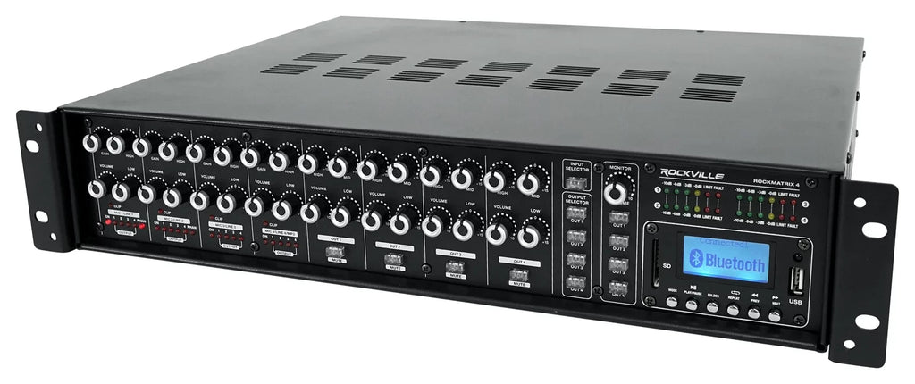 4-Zone Matrix Multi Room 70v Audio System w/ (10)  Black Ceiling Speakers