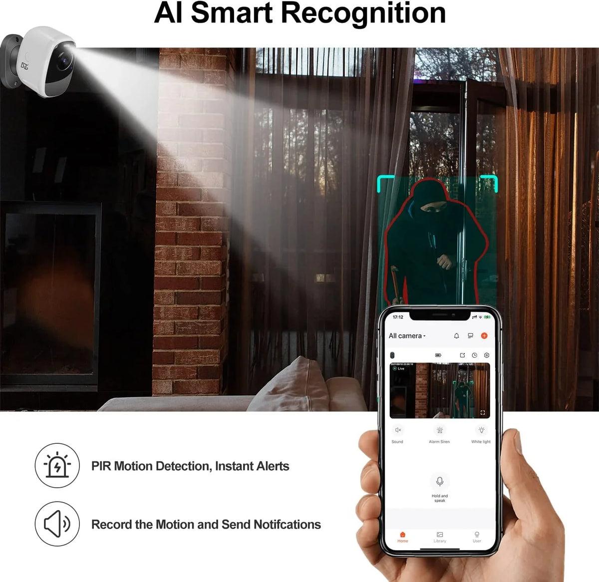 Solar Camera Outdoor Wireless: Magnetic WiFi 4MP Security Camera Battery Powered / Motion Detection Two-Way Talk Spotlight Siren Alarm  Waterproof Cloud/ Storage