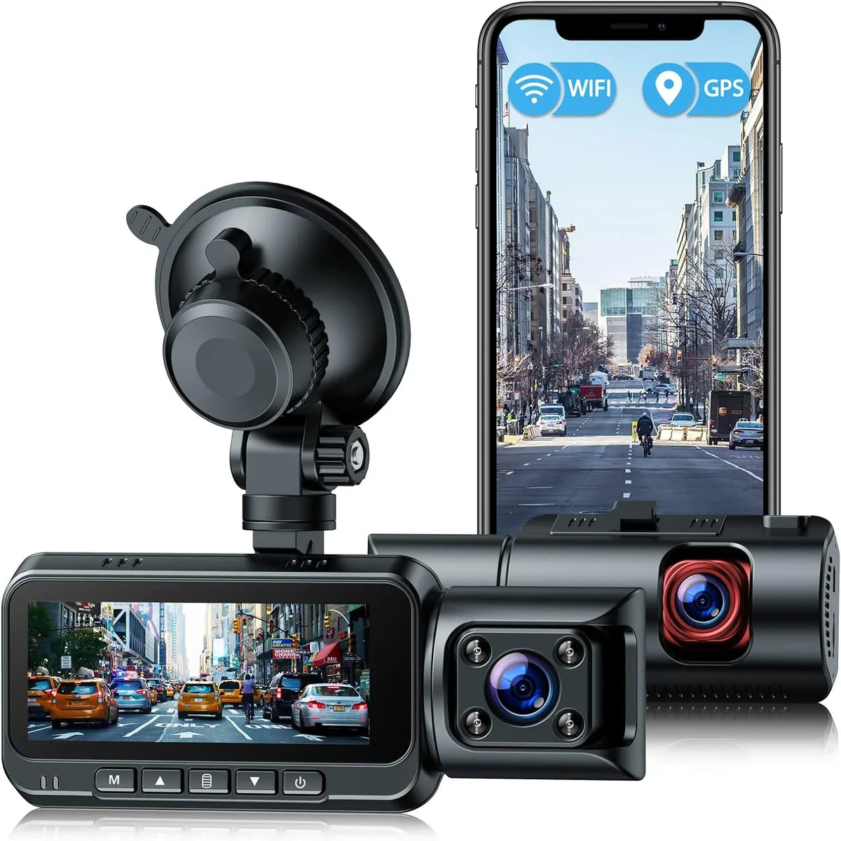 4K Dual Dash Cam  WiFi Car Camera, 2160P+1080P Dashcam Front and Inside  Night Vision, 3.16”  Screen, Night Vision, 170°Wide Angle, , 24H Parking Mode