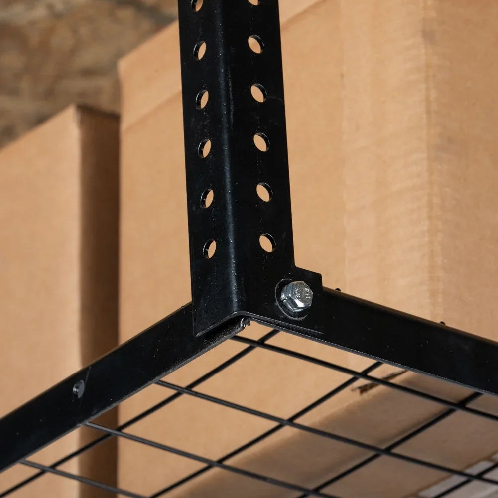 Titan Attachments 4' x 6' Overhead Garage Storage Rack, 20" to 41" Adjustable Height, Ceiling Mount Organization System, Metal Wire Grid with 500  Loading Capacity, Storage for Bikes Equipment Bins