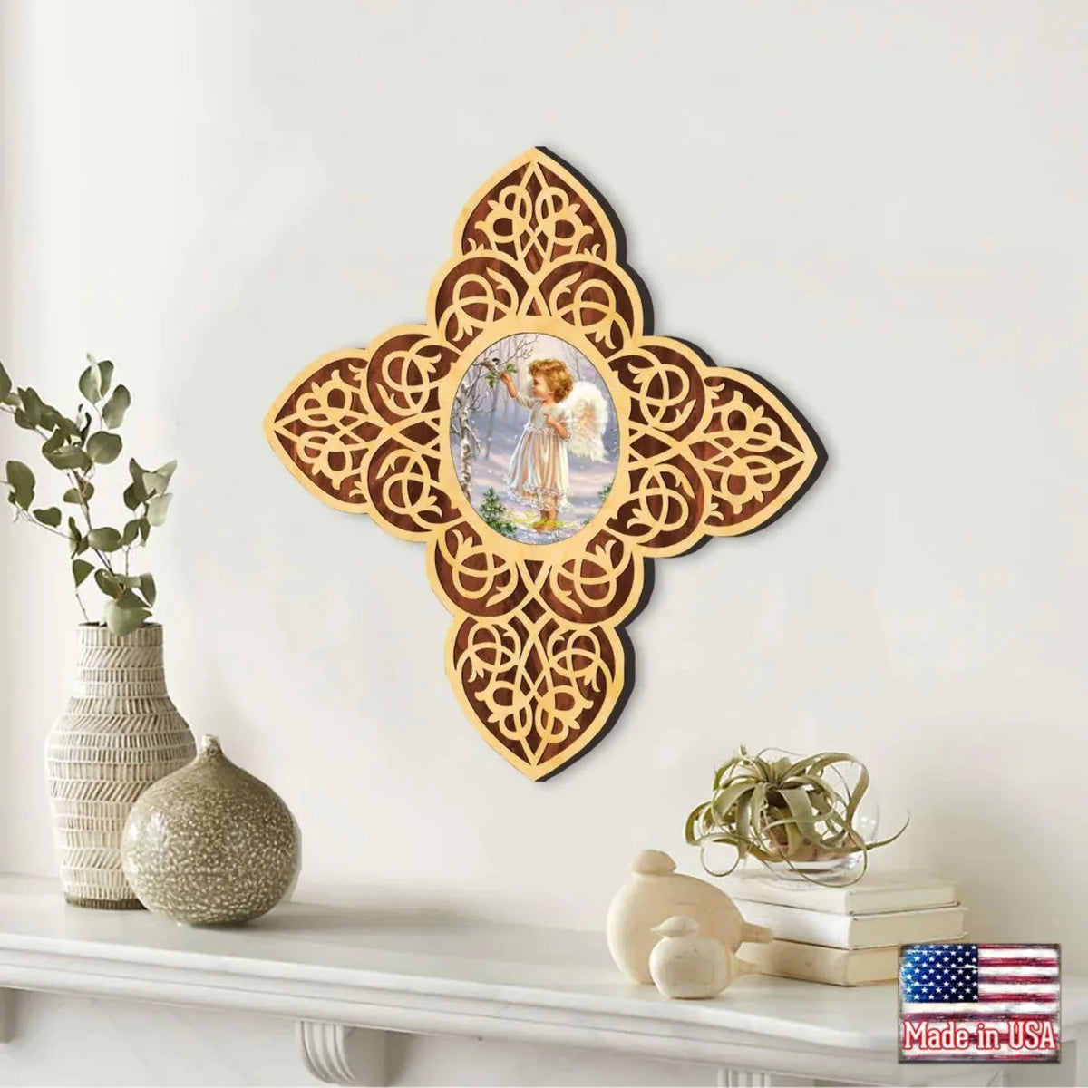 Angel Girl Filigree Wooden Cross by . Gelsinger | Inspirational Icon �cor - 88482-