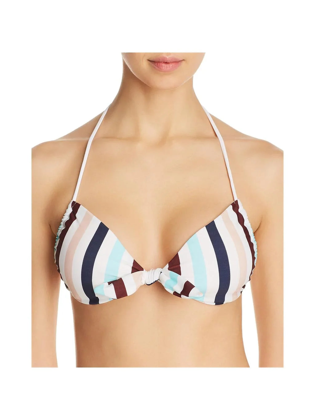 Shoshanna Womens Striped Halter Swim Top Separates White