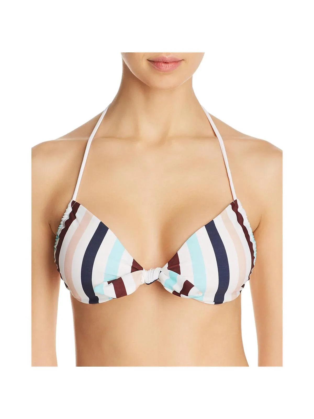 Shoshanna Womens Striped Halter Swim Top Separates White