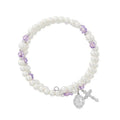 Mcvan  June Amethyst Crystal & Pearl Beads Stretch Bracelet