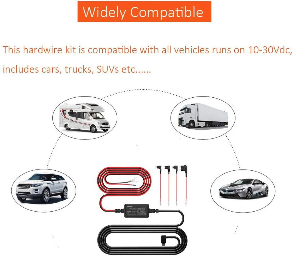 Hardwire Kit with Mini, , , ro2 Add  Circuit Fuse Holders for Dash Camera,  Type- Connector,