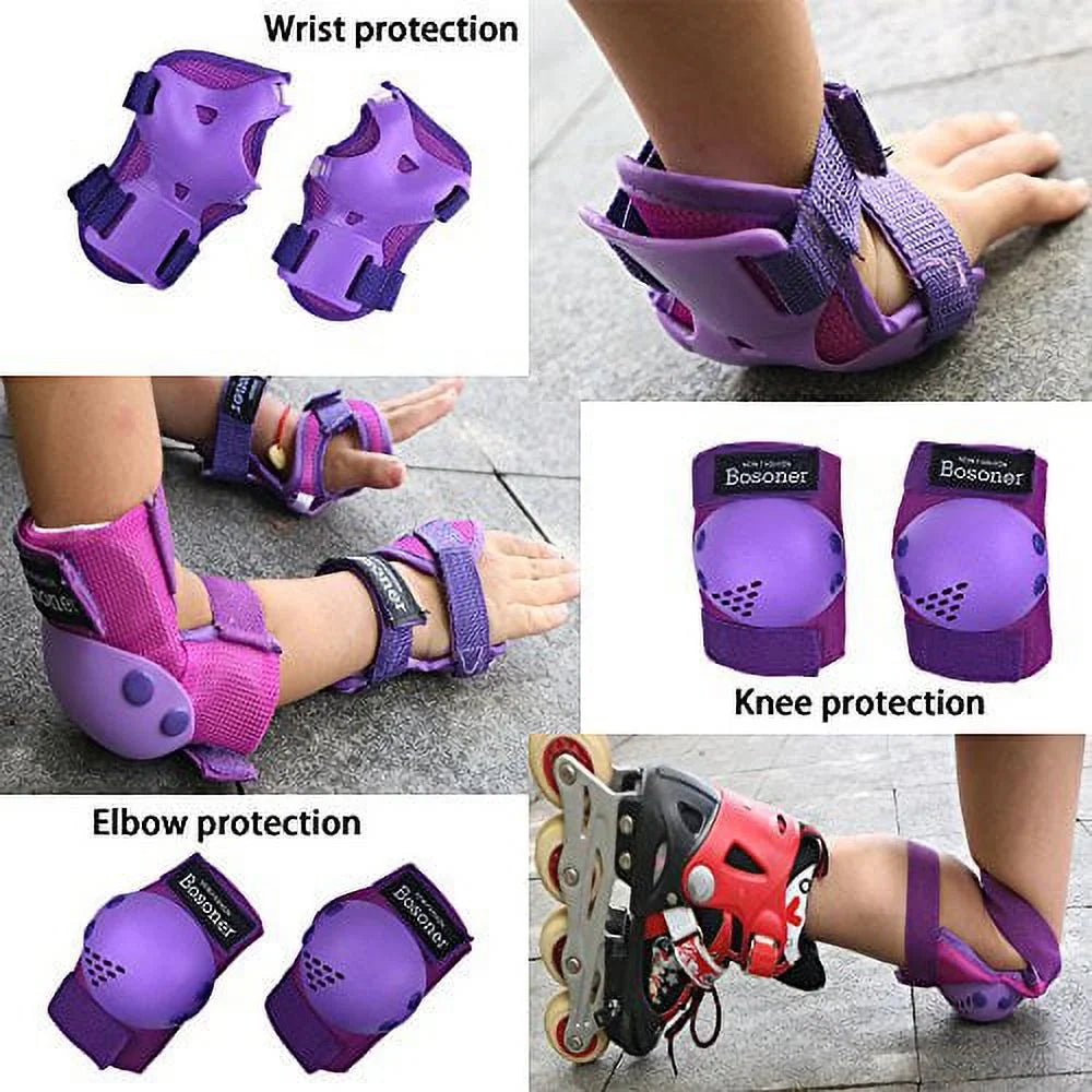 Kids/Youth Knee Pads Elbow Pads Wrist Guards Set for Years, Child Protective Gear Set for Roller Skates, Cycling,  Bike, Skateboard, Inline Skating, Scooter Riding Sports Small (3-7 years) Purple