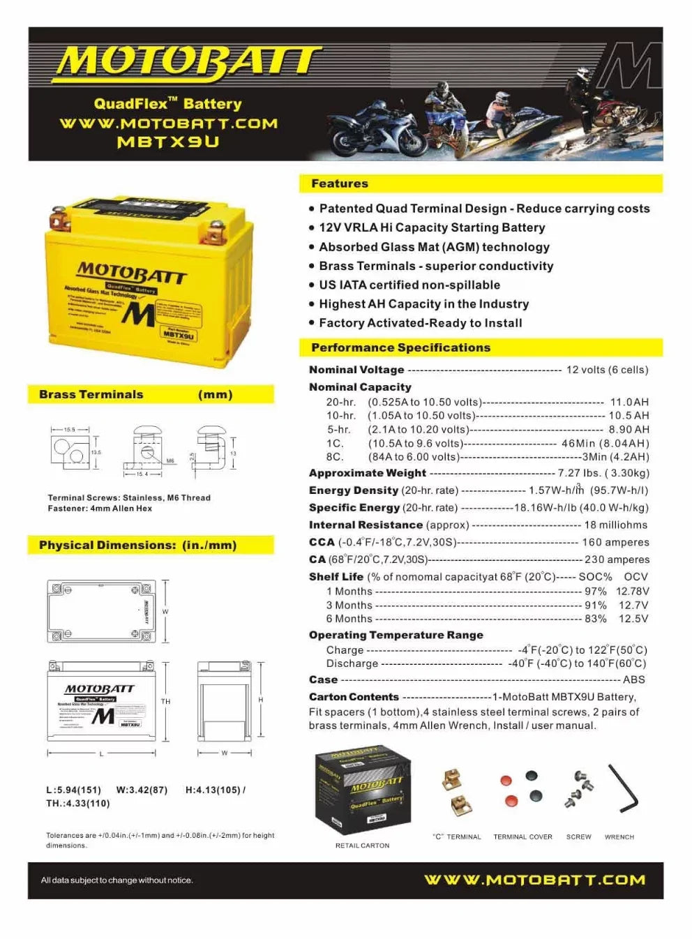 MotoBatt  Battery 06-12 for Yamaha  1000  2011-Up  1200Z Super Tenere