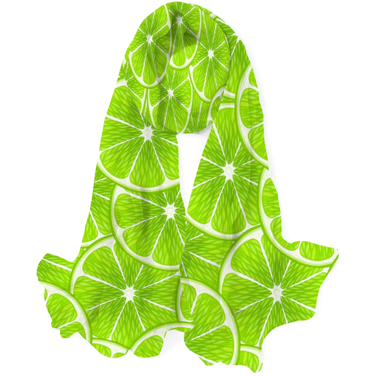 Lime Slices Silk Long Scarf for Women Large Oblong Sunscreen Shawls Wraps Neck Headscarf Hair Wraps Gift Packed