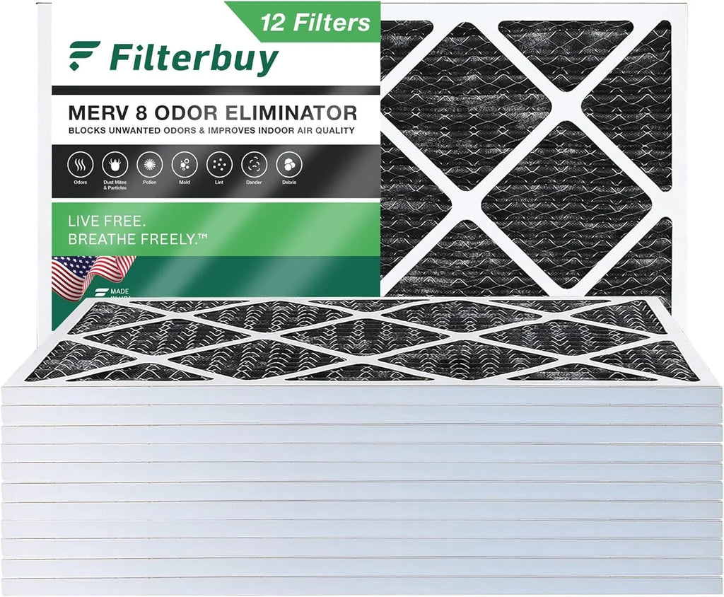 Filterbuy 16x24x1  8 Odor Eliminator Pleated   Furnace Air Filters with Activated Carbon (12-Pack)