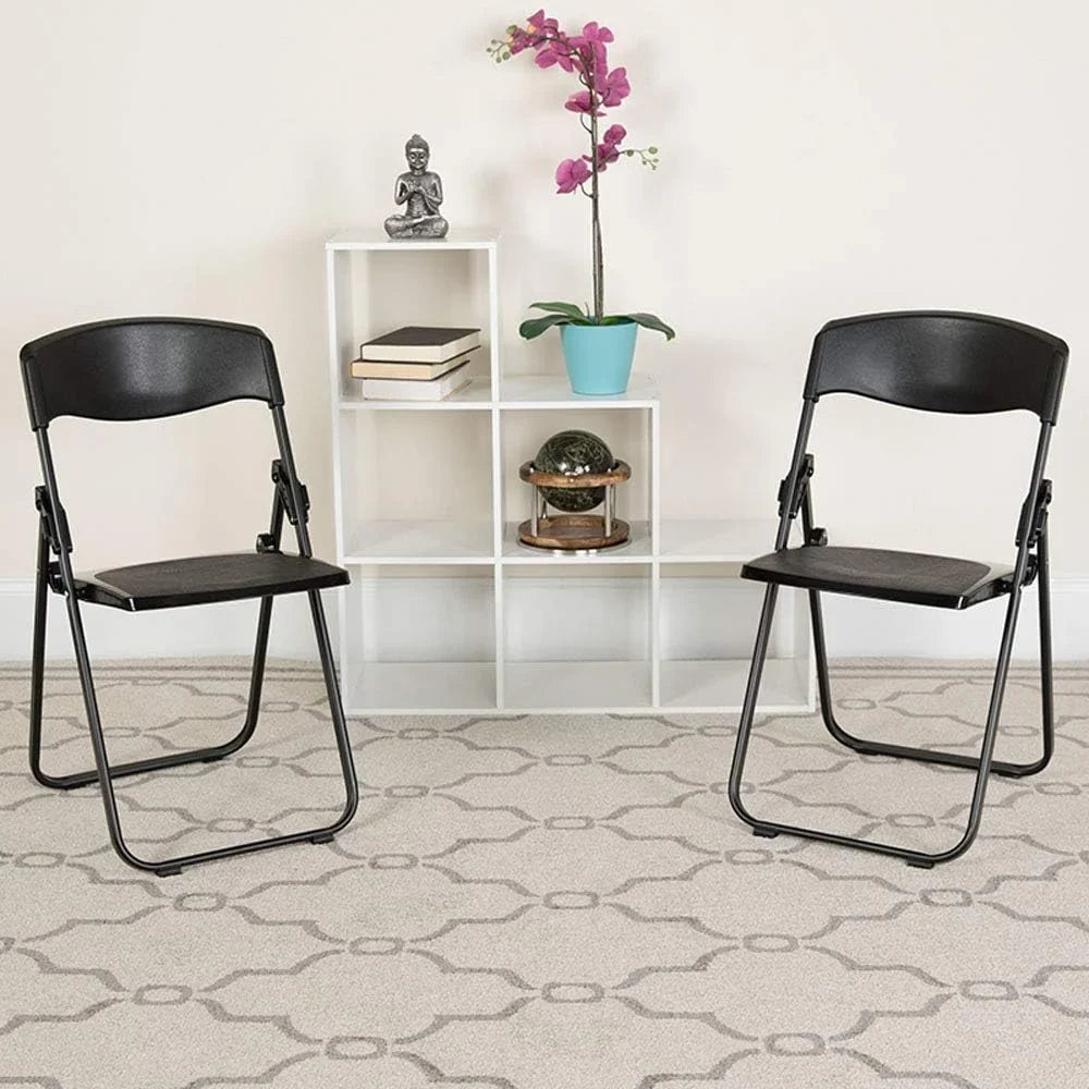 Series 500 Lb. Capacity Heavy Duty Black Plastic Folding Chair With Built-In Ganging Brackets