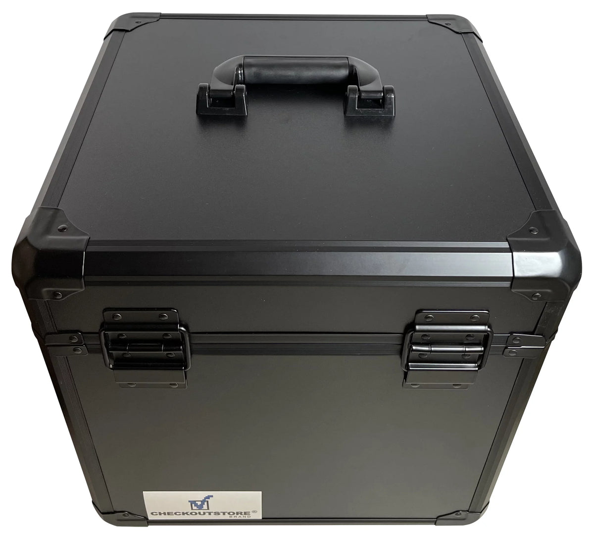 CheckOutStore Black Limited Aluminum 12"  Vinyl Record Storage Box (Holds 100 Records)