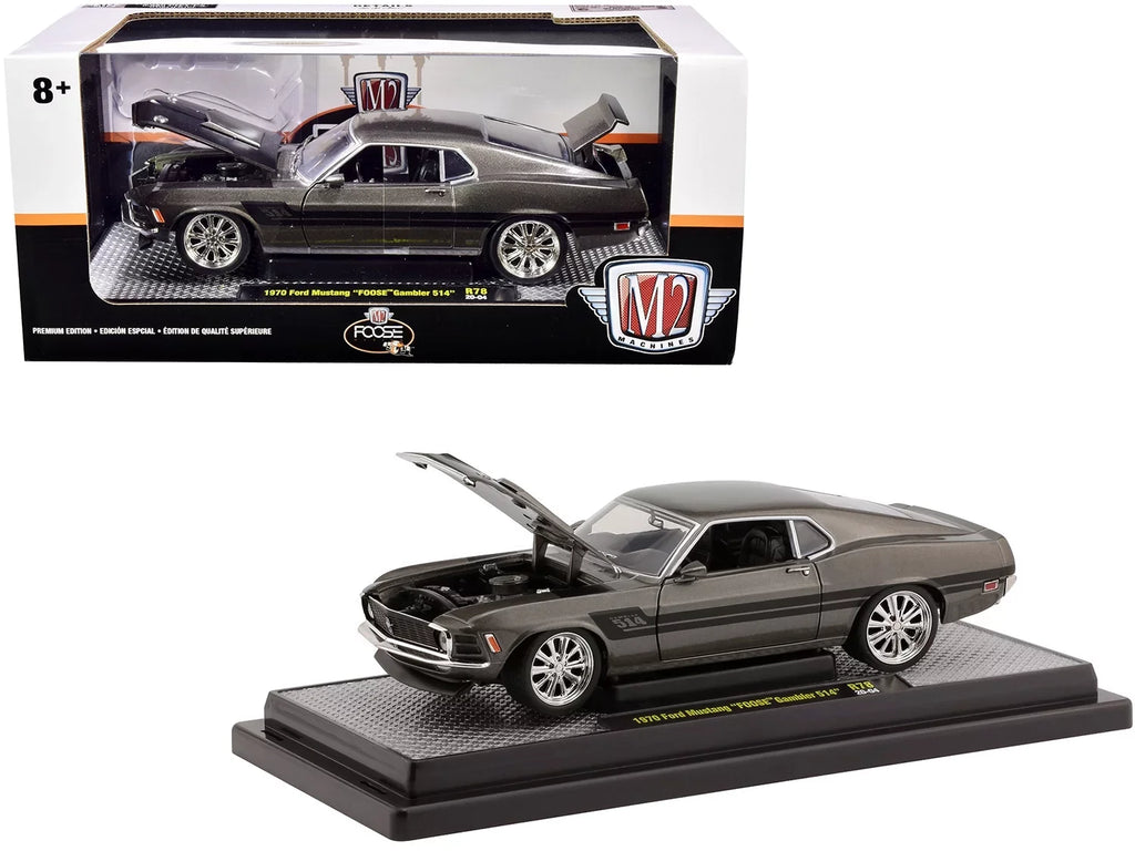 1970 Ford Mustang "Foose" Gambler 514 Jaguar British Racing Green Metallic with Black Stripes Ltd Ed 6880 pcs 1/24 Diecast Model Car by  Machines