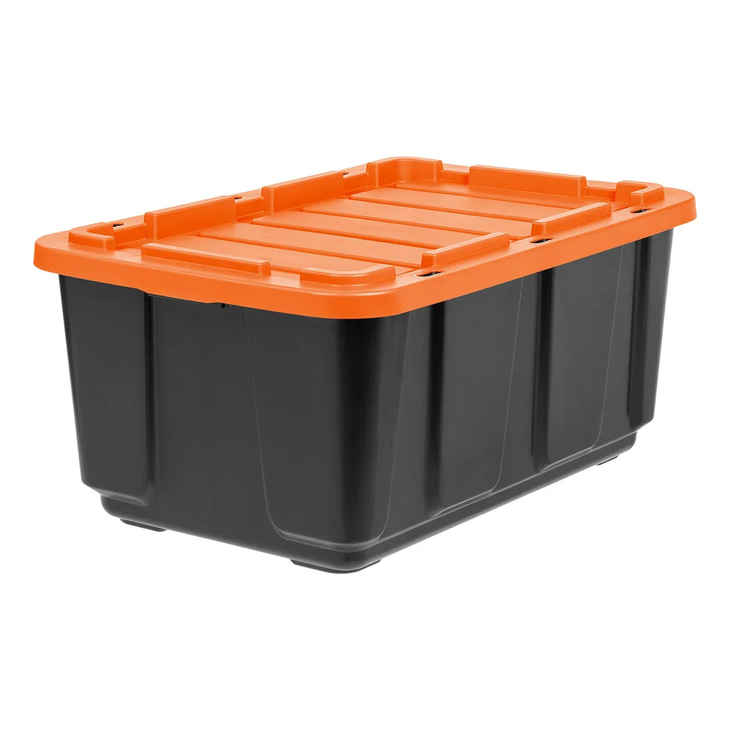 3 Pack 108qt/27gal Heavy Duty Utility Tough Tote, Black with Orange Lid