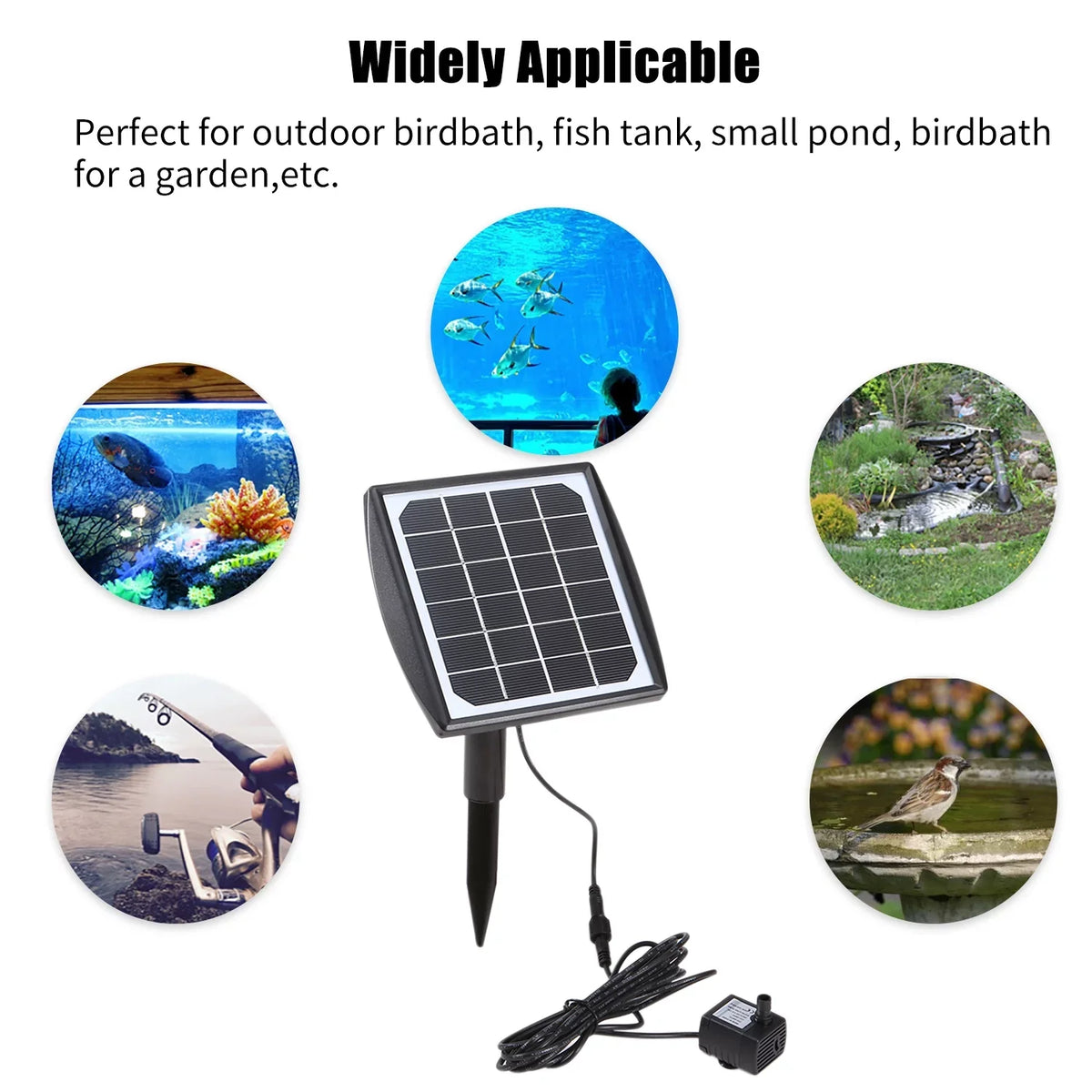 Lixada Solar Panel Water Pump Fountain Pump Adjustable for  Birdbath Fish Tank Small Pond Patio Lawn Pool Garden