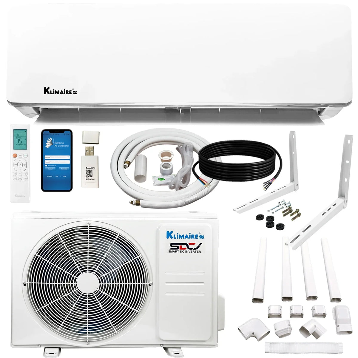 Klimaire 9,000 Btu 21.5  Ductless Mini-Split Heat Pump Air Conditioner up to 400 sq. ft.