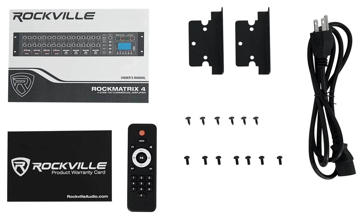 4-Zone Matrix Multi Room 70v Audio System w/ (10)  Black Ceiling Speakers