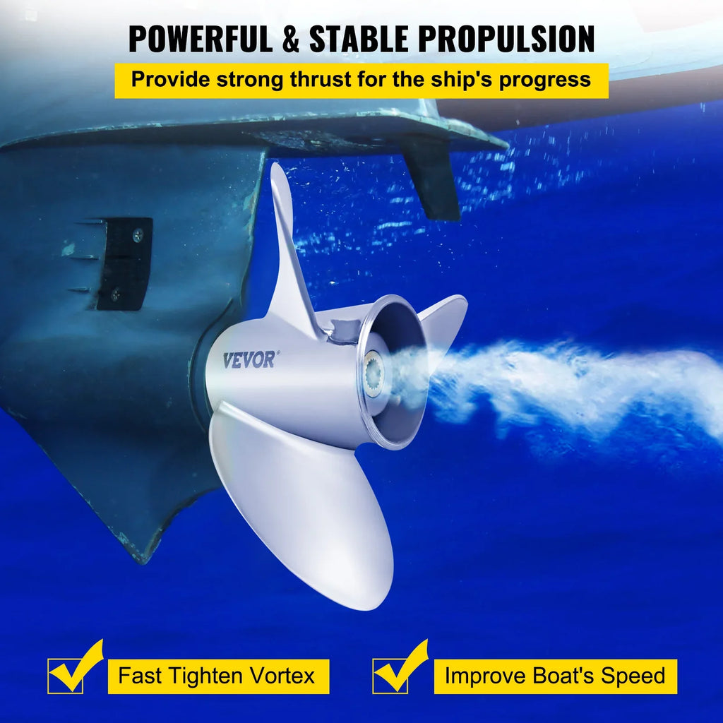 Outboard Propeller, 3-Blade 14.5" x 21" Boat Propeller, Replace for  3860709, Compatible with  Sterndrives Outboard Volvo Penta Engine, Right-handed Steel Propeller Steel & 19 Spline Teeth