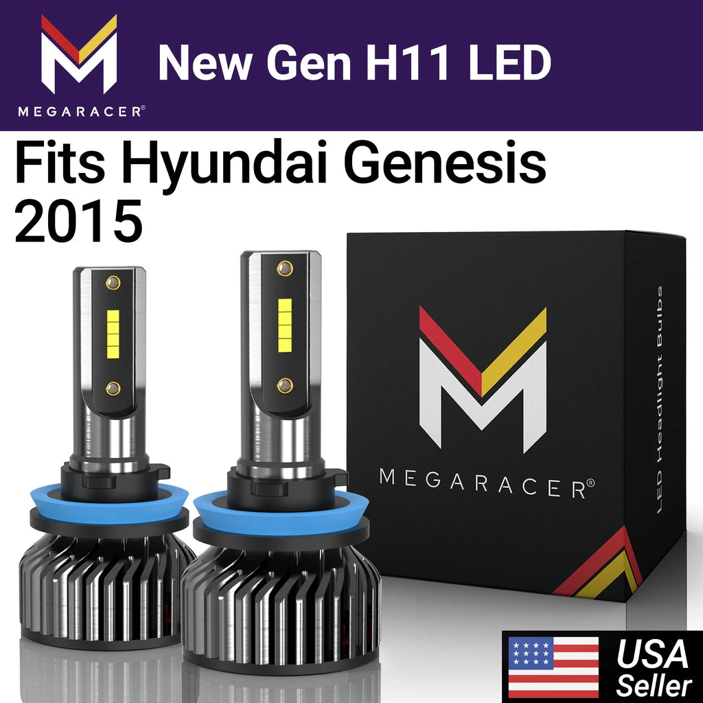 Mega Racer Hyundai Genesis     New Gen  Headlight Bulbs 6000K Cool White 12V 60W 16000LM Hyundai Genesis 2015 15 Low Beam Automotive Replacement