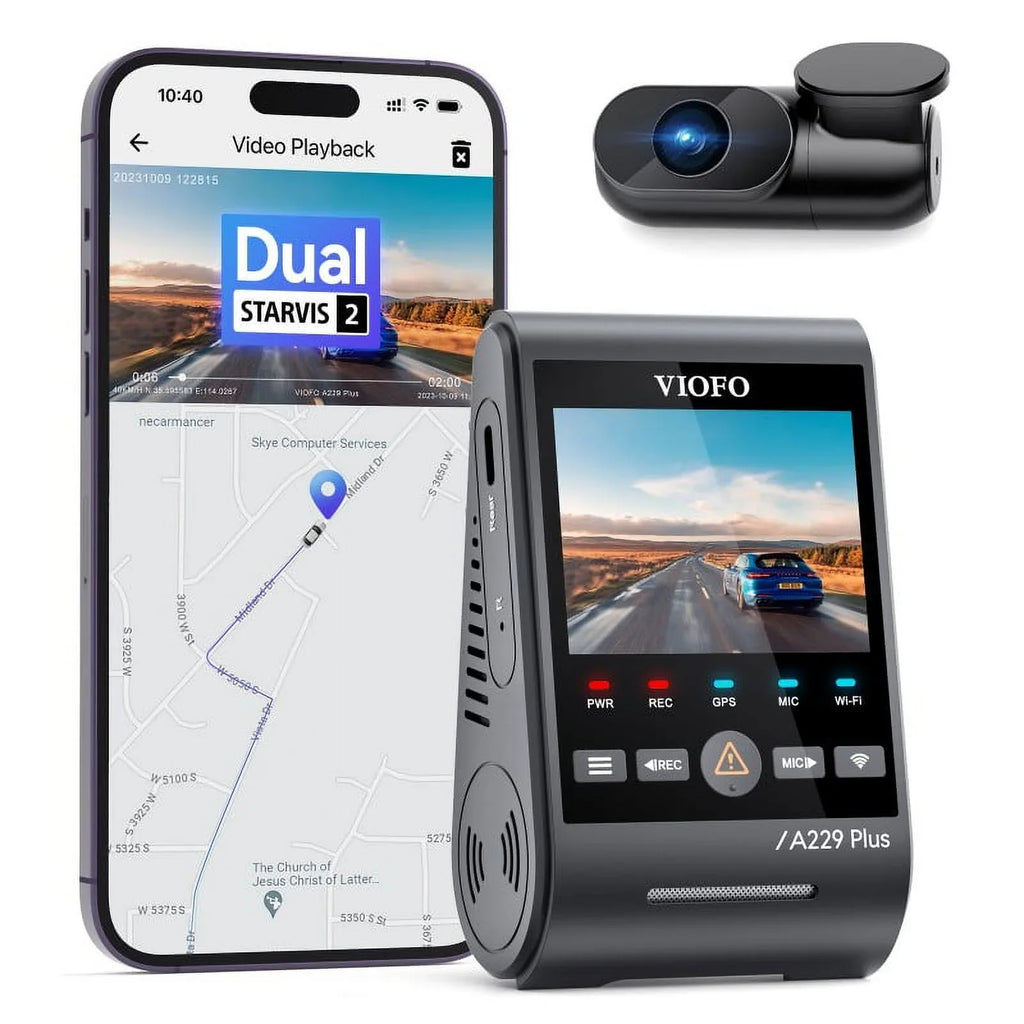 Plus 2K/2K  2-Channel Dash Cam with  2, Voice Control, Wi-Fi, , Parking Mode, Support 512GB Max