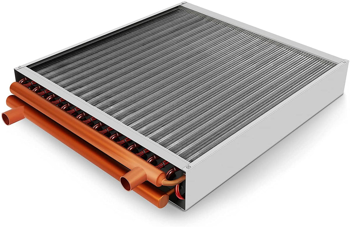20" x 20" Water to Air Heat Exchanger with 1" Copper Ports Perfectly with Outdoor Furnace Ideal for Residential  System