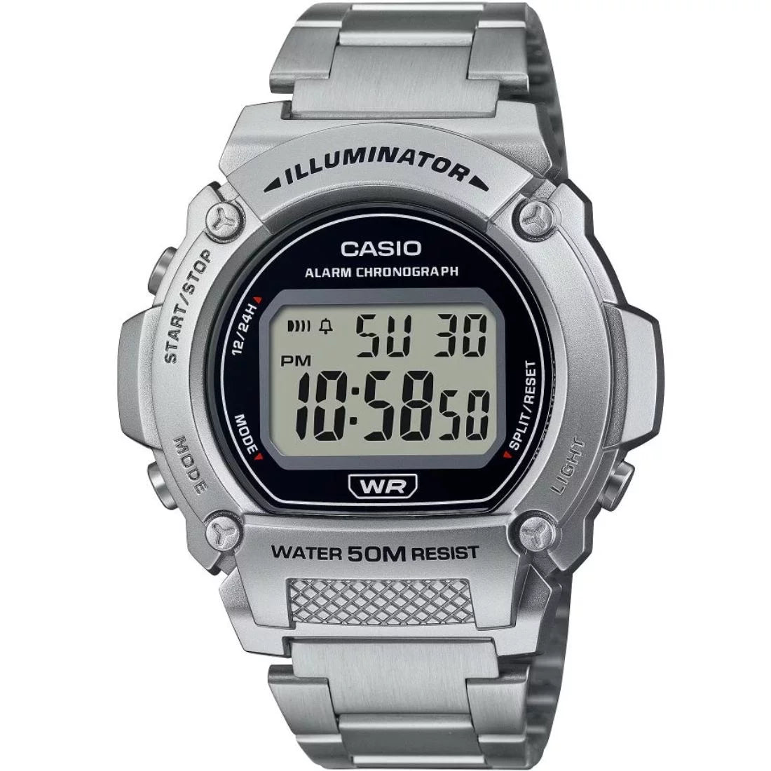 Casio Men's Digital Watch with Stainless Steel Bracelet -1AV